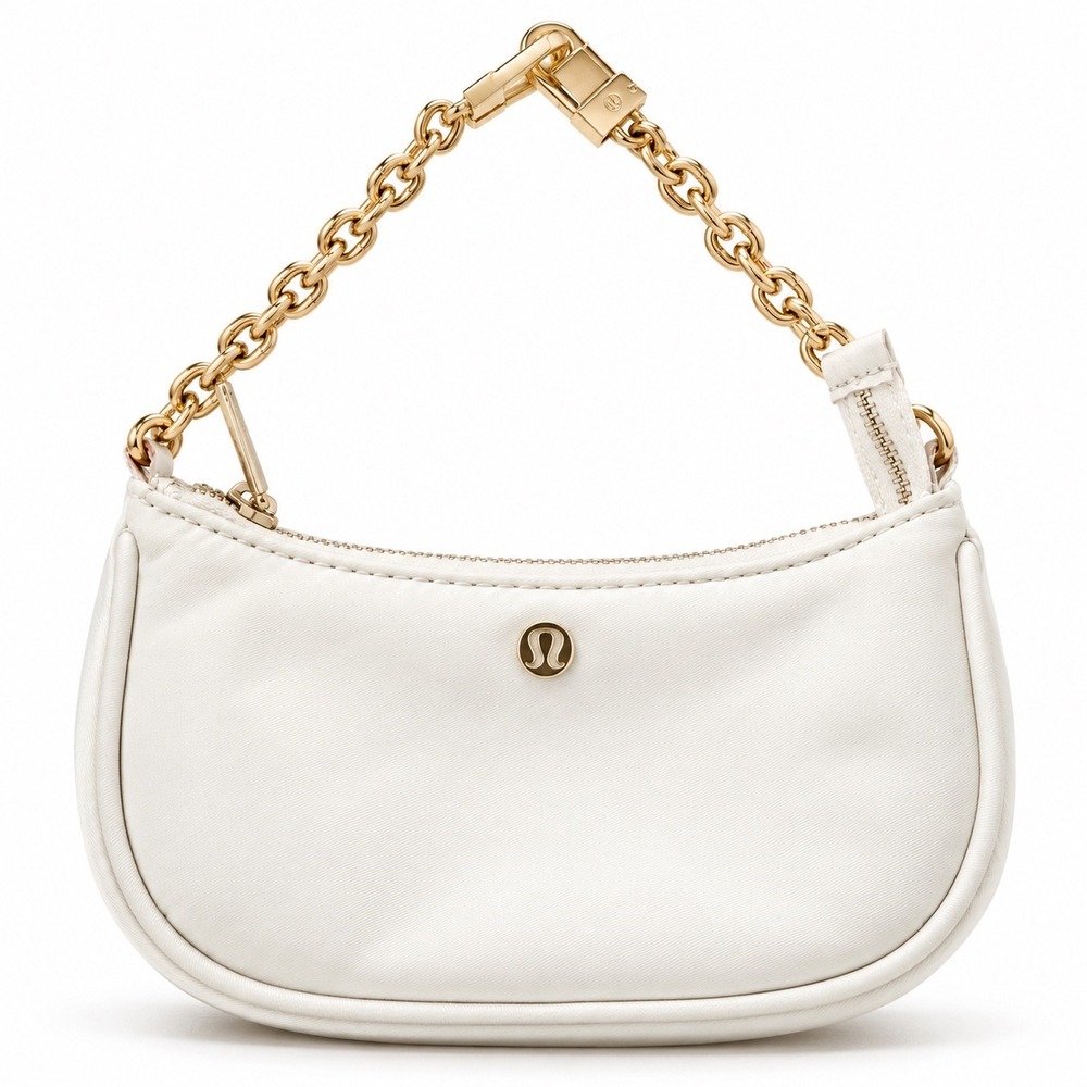 Lululemon City Essentials Nano Shoulder Bag Light Ivory Gold Chain Mini Purse
